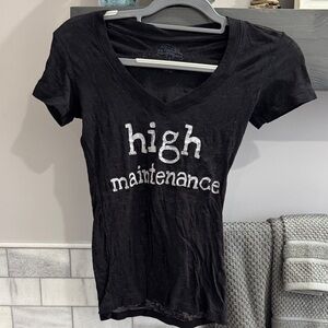 Black Burnout Graphic V-Neck T-Shirt